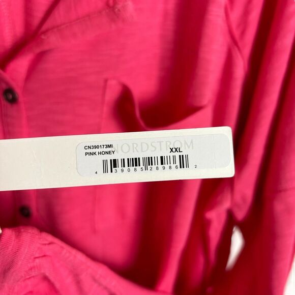 NWT Caslon Relaxed Pink Honey Button Henley Tee Top Long Sleeve Women's Size XXL - Picture 5 of 8